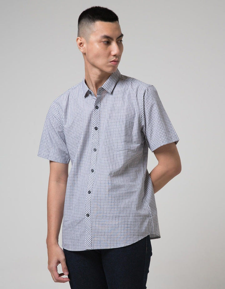 Red Cliff Kemeja Lengan Pendek Small Plaid Print