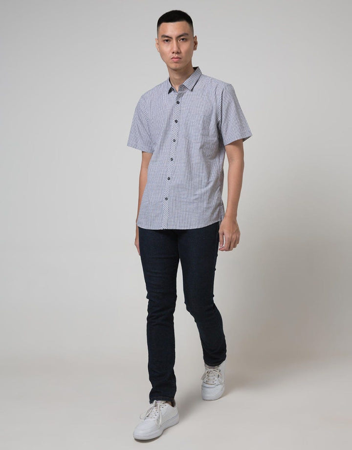 Red Cliff Kemeja Lengan Pendek Small Plaid Print