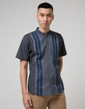 Red Cliff Multi Stripe Kemeja Koko Pria Lengan Pendek