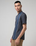 Red Cliff Multi Stripe Kemeja Koko Pria Lengan Pendek