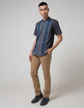 Red Cliff Multi Stripe Kemeja Koko Pria Lengan Pendek
