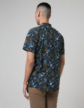 D'Red Leaf Print Short Sleeve Shirt