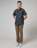 D'Red Leaf Print Short Sleeve Shirt