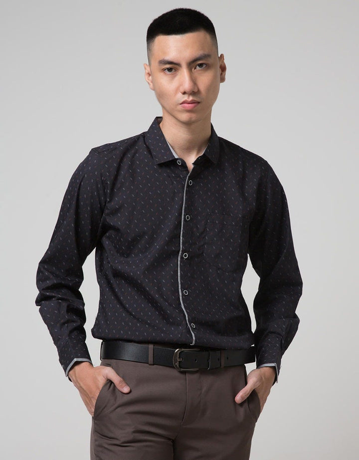 Red Cliff Casual Motif Kemeja Pria Lengan Panjang