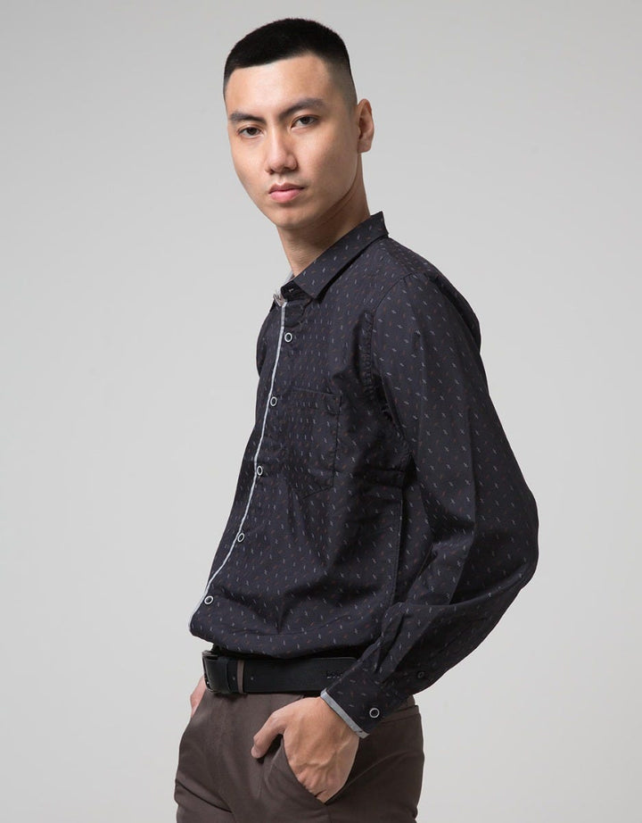 Red Cliff Casual Motif Kemeja Pria Lengan Panjang