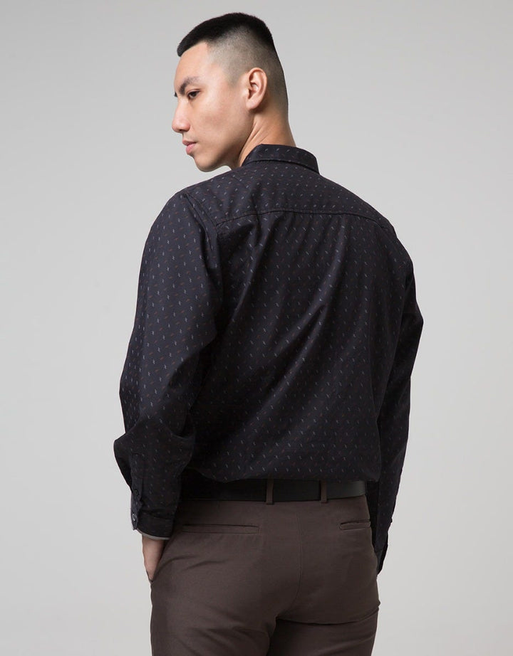 Red Cliff Casual Motif Kemeja Pria Lengan Panjang