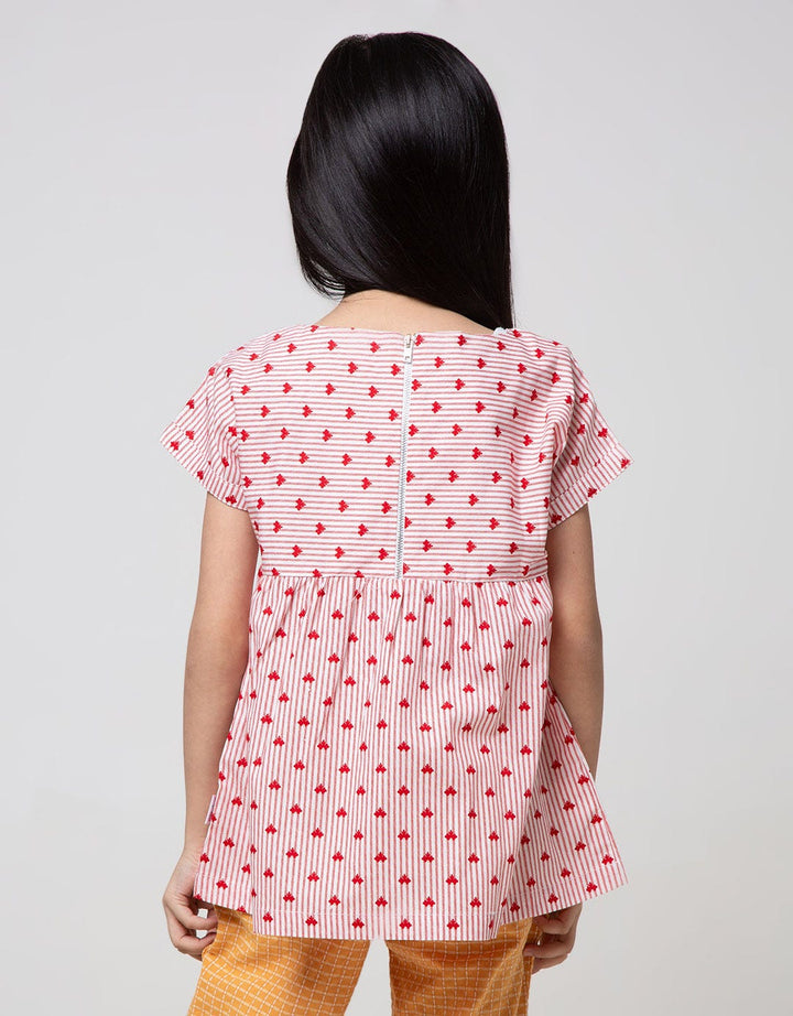 Cardinal Kids Girl Ribbon Stripe Print Blouse