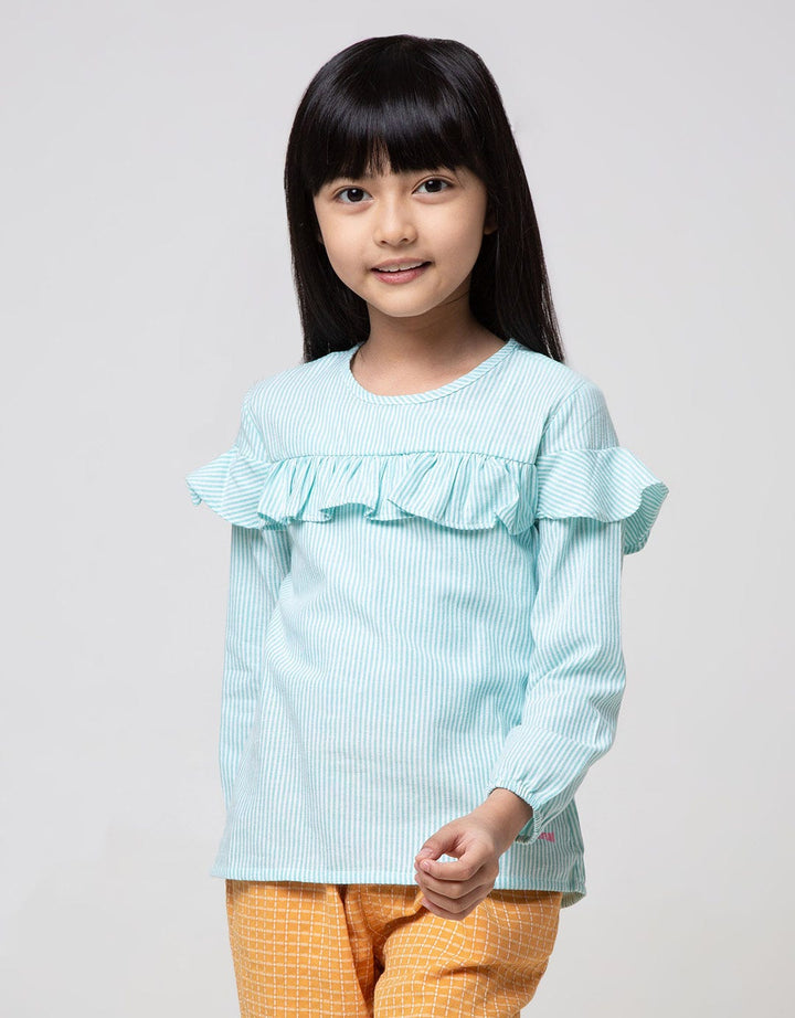 Cardinal Kids Girl Ruffle Stripe Blouse