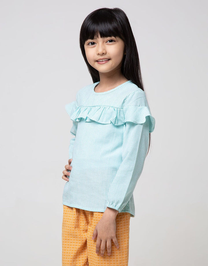Cardinal Kids Girl Ruffle Stripe Blouse
