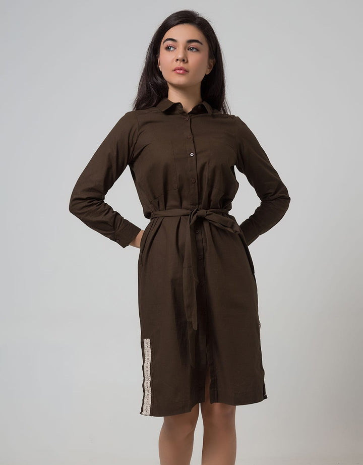 Minimal Midi Dress W/ Emb Tape