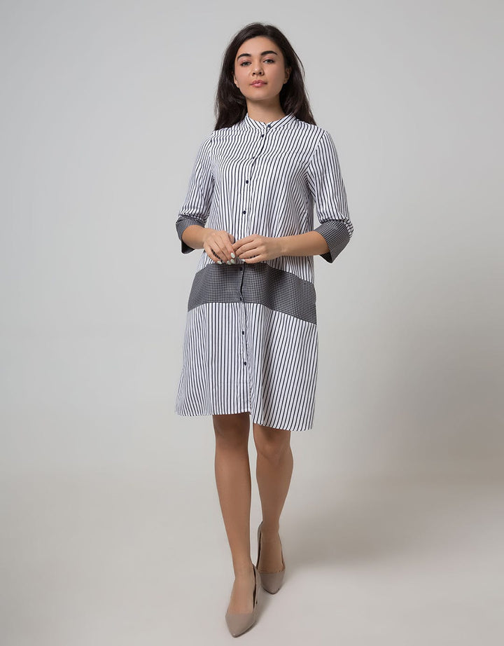 Minimal Below Knee Stripe Dress