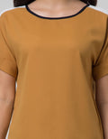 Minimal Short Sleeves Color Block Blouse