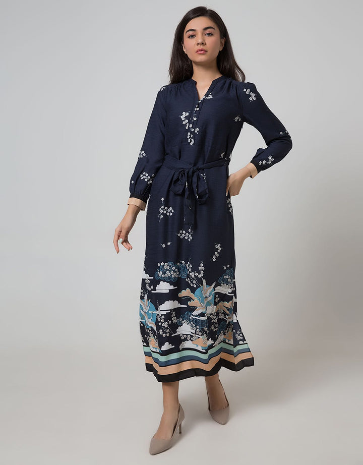 Minimal Dark Sky Mural Long Dress