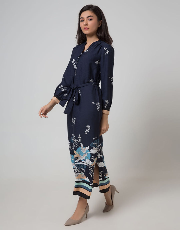 Minimal Dark Sky Mural Long Dress