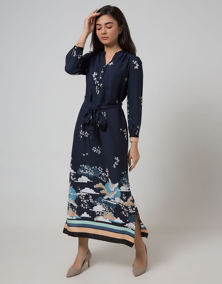 Minimal Dark Sky Mural Long Dress
