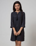 Minimal Indigo Paisley Dress
