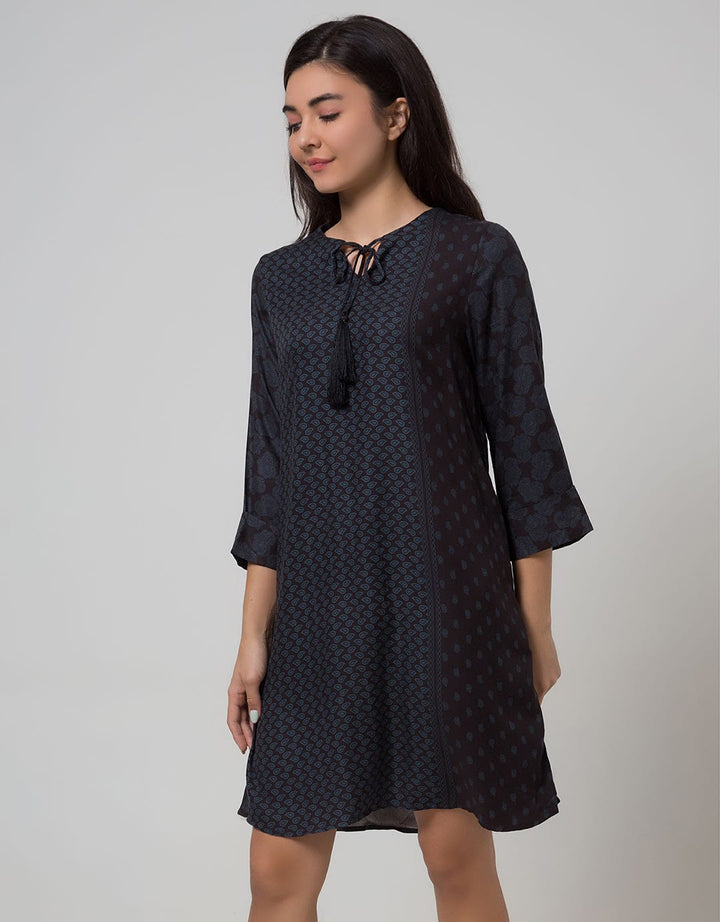 Minimal Indigo Paisley Dress