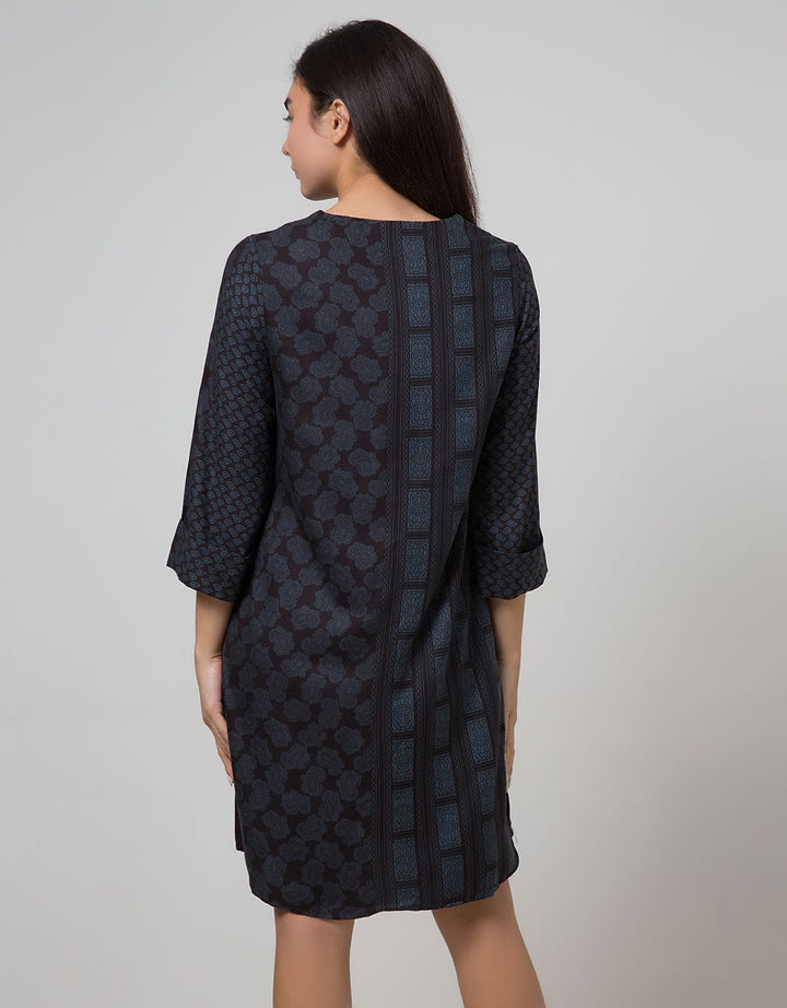 Minimal Indigo Paisley Dress