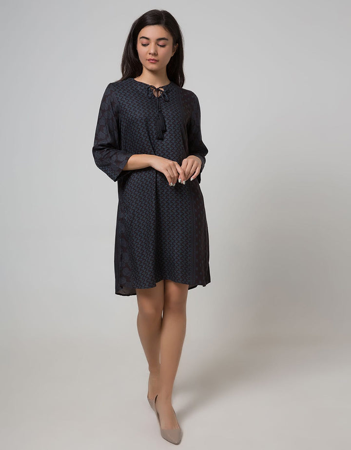 Minimal Indigo Paisley Dress