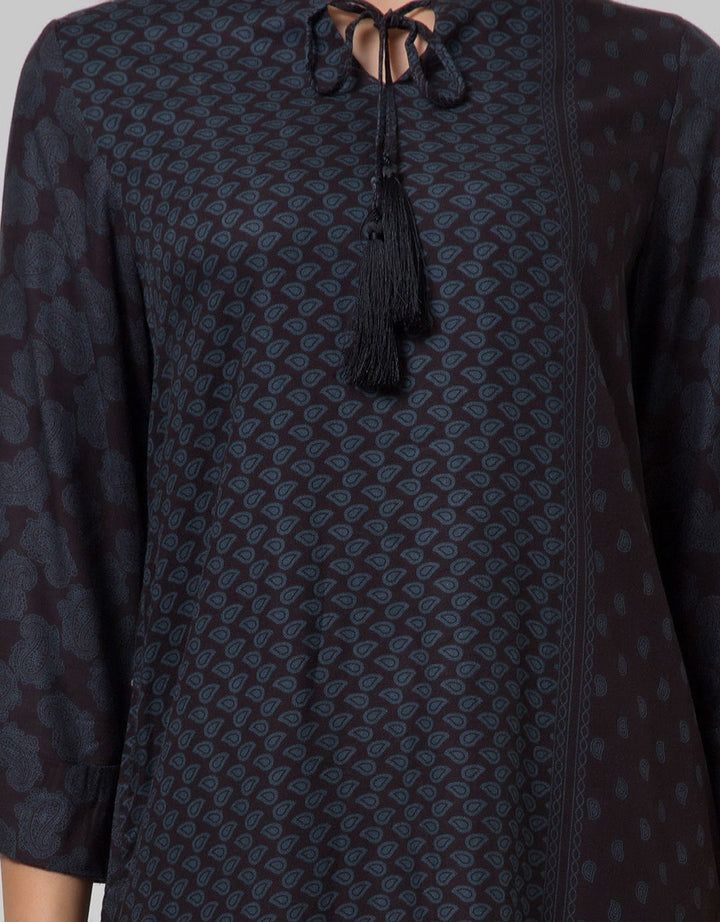 Minimal Indigo Paisley Dress