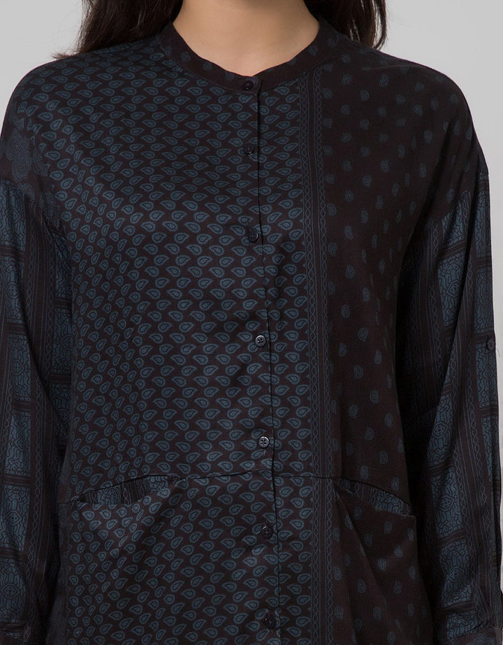 Minimal Indigo Paisley Shirt