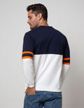 Details Sweatshirt Jumper R Neck Cut N Sewn With 2 Stripe On