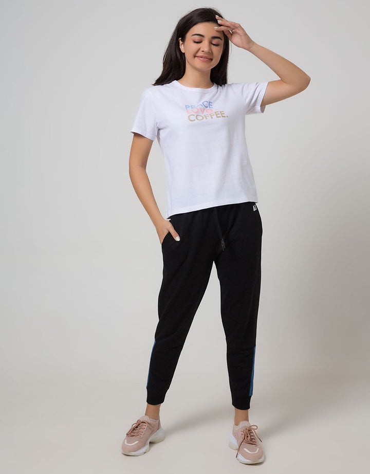Nevada Women Knit Top Short Sleeve T-Shirt Wording Non Raglan Basic