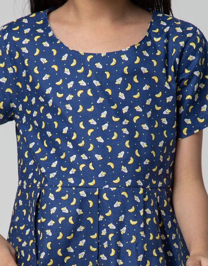 Pingu Moon Short Sleeve Dress for Girls