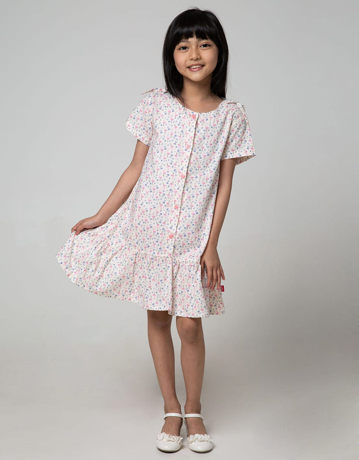 Pingu Short Sleeve Dress Flamingo Print