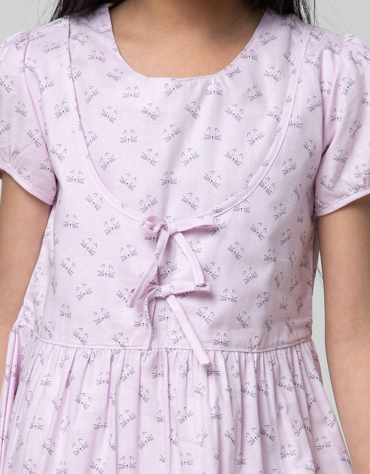 Pingu Cat Ribbon Dress Anak Perempuan