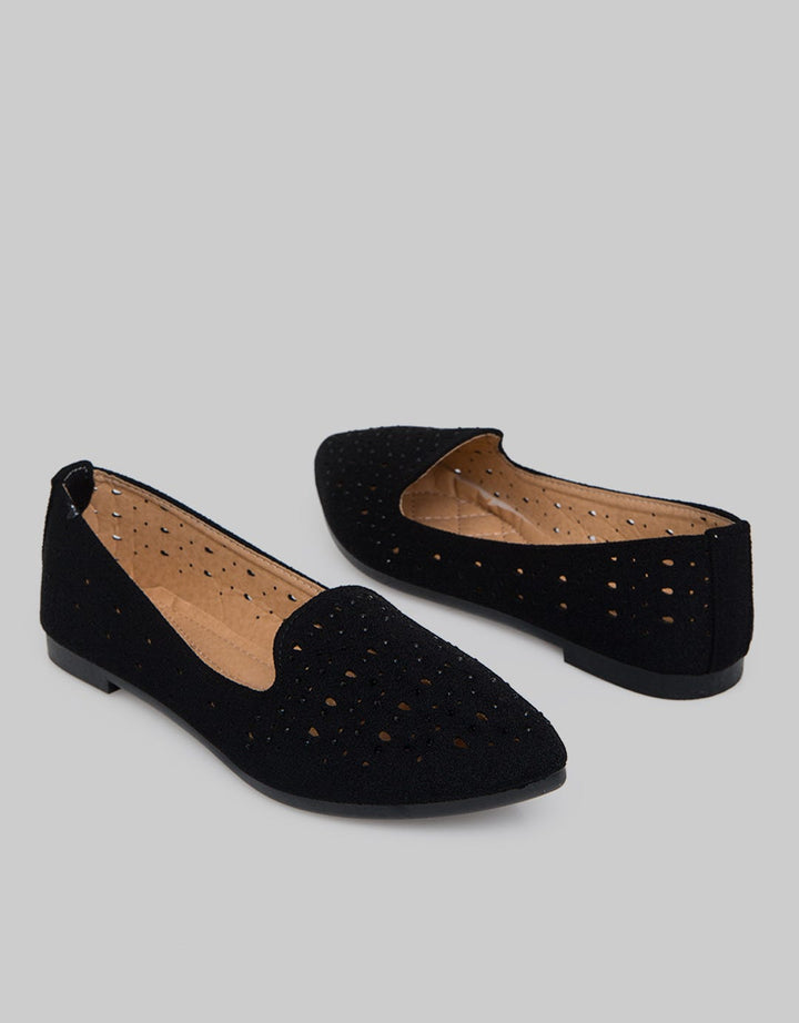 Laviola Laser Cut Flat Shoes Wanita