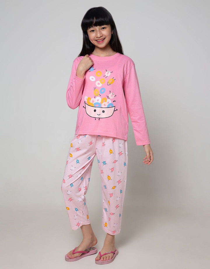 Kidz Too Top - Bottom Set Piyama Long Sleeve T-Shirt Long Pants Donut