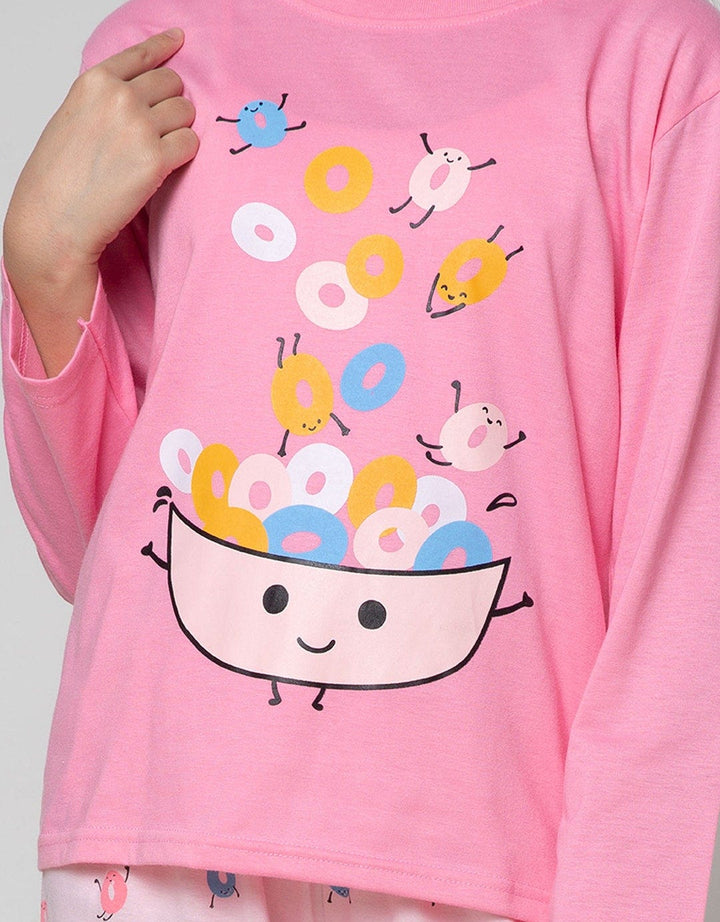 Kidz Too Top - Bottom Set Piyama Long Sleeve T-Shirt Long Pants Donut