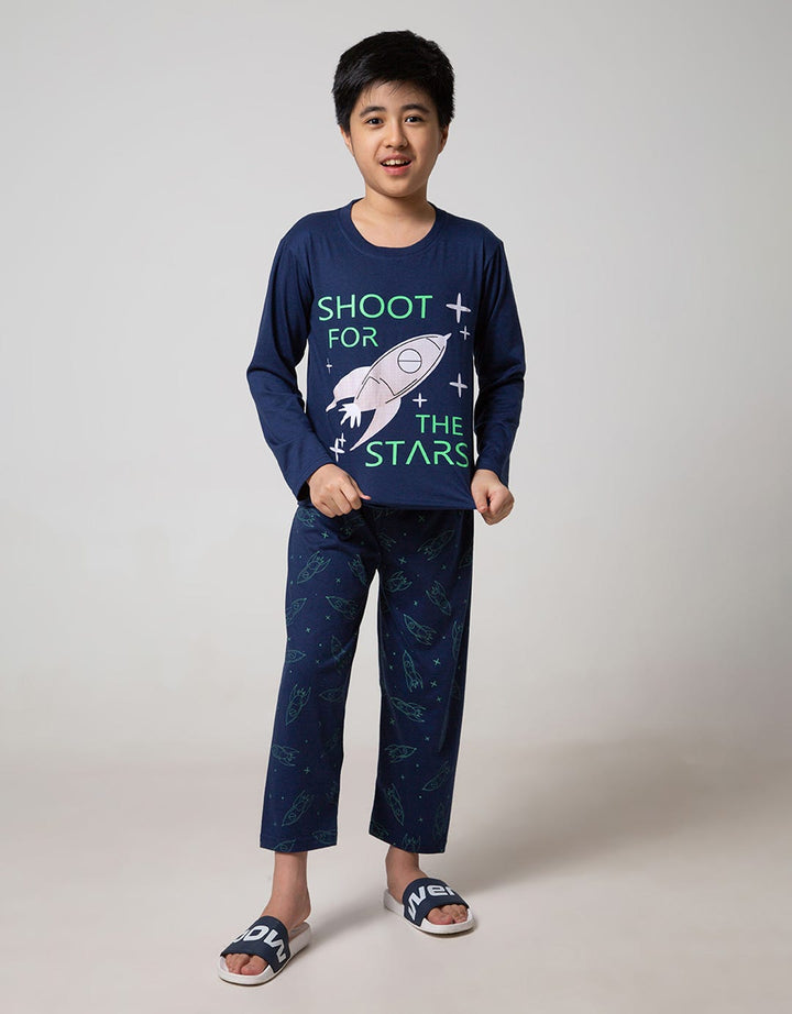 Kidz Too Top - Bottom Set Piyama Lslp Shoot For The Stars