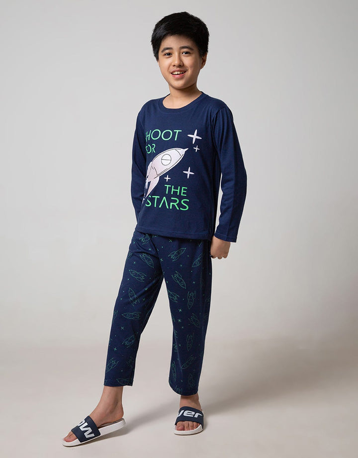 Kidz Too Top - Bottom Set Piyama Lslp Shoot For The Stars