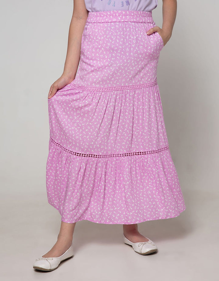 Aero Kids Maxi Skirt Full Print With Lace