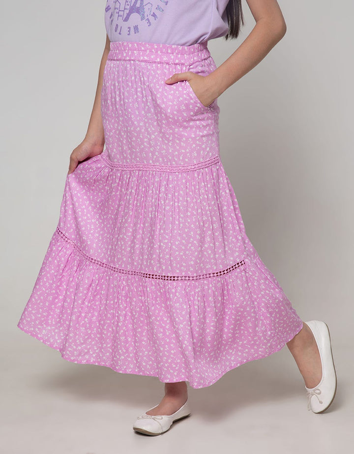 Aero Kids Maxi Skirt Full Print With Lace