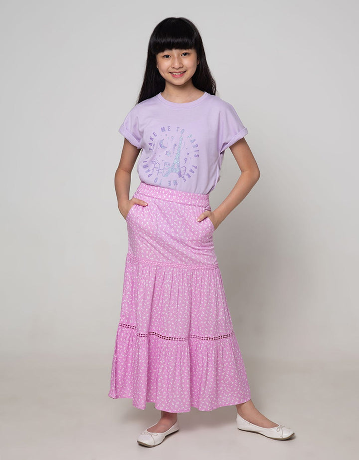 Aero Kids Maxi Skirt Full Print With Lace