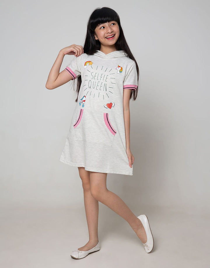 Aero Kids Short Sleeve Midi Dress Hoodie Selfie Queen