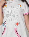 Aero Kids Short Sleeve Midi Dress Hoodie Selfie Queen