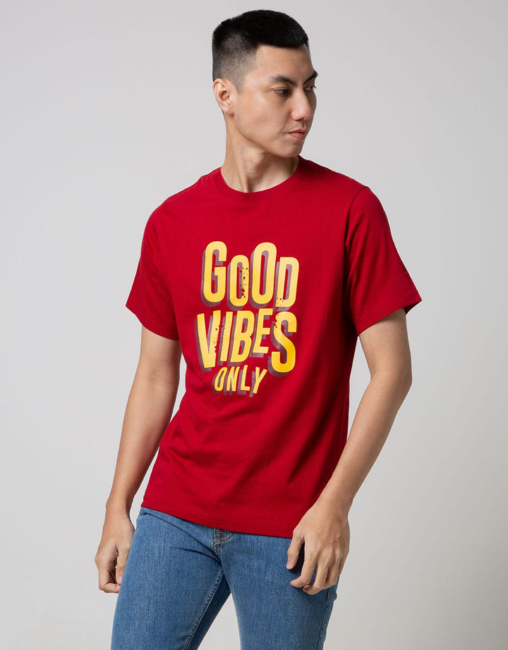 T Zone Short Sleeve T-Shirt Print Graffiti Theme - Good Vibes
