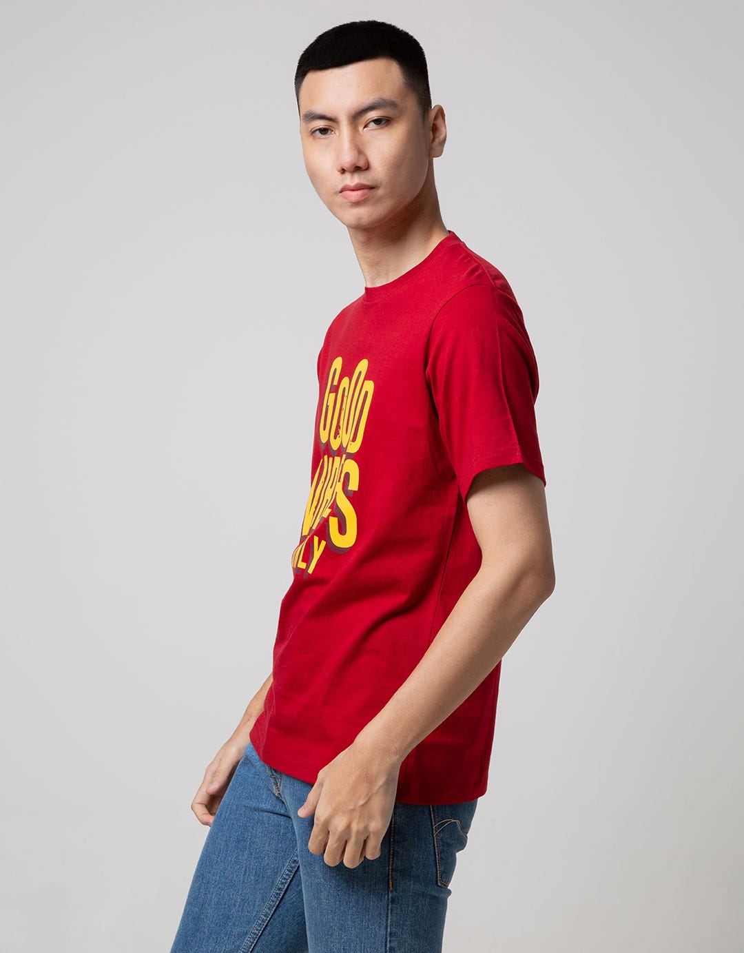 T Zone Short Sleeve T-Shirt Print Graffiti Theme - Good Vibes