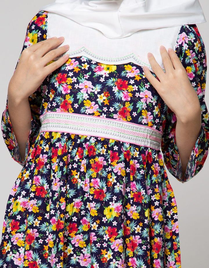 Saffron By Donita Full Floral Print Muslim Dress