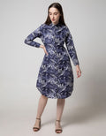 Puricia Kemeja Dress Motif Daun