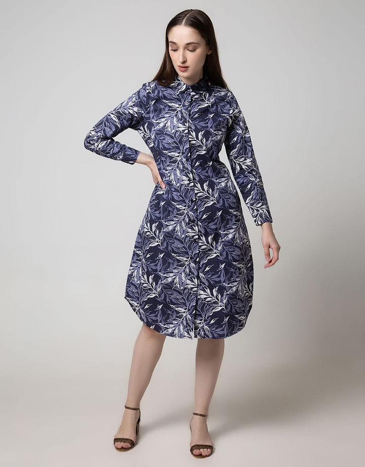 Puricia Kemeja Dress Motif Daun