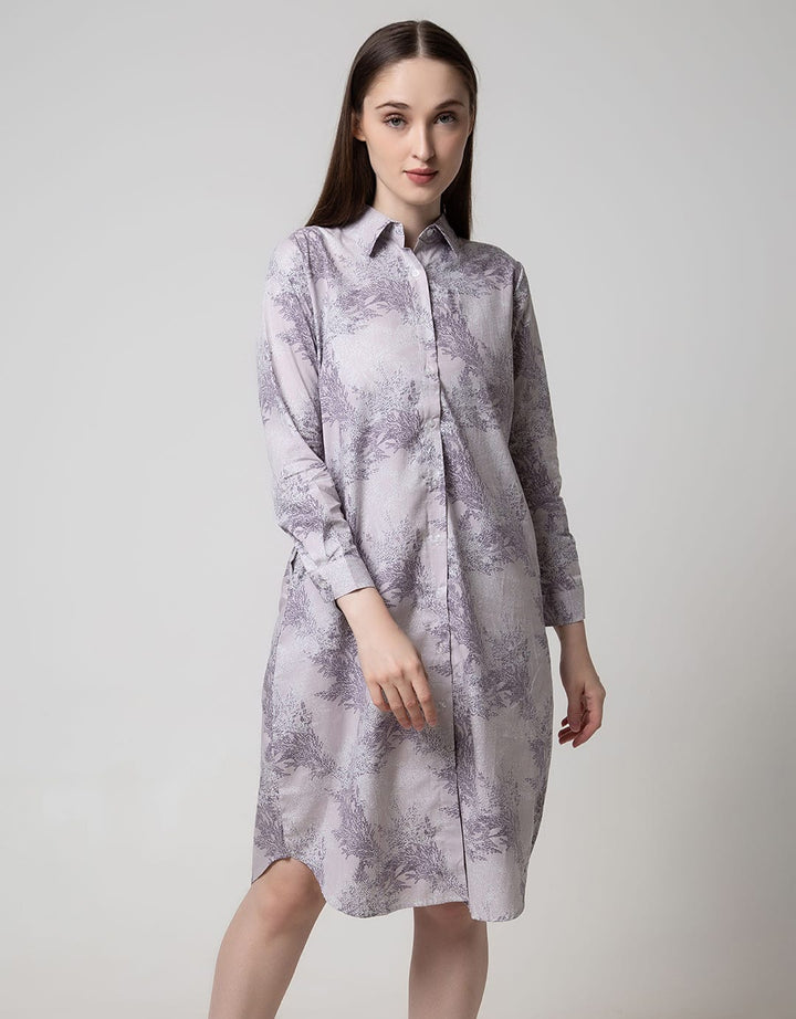 Puricia Kemeja Dress Motif Daun