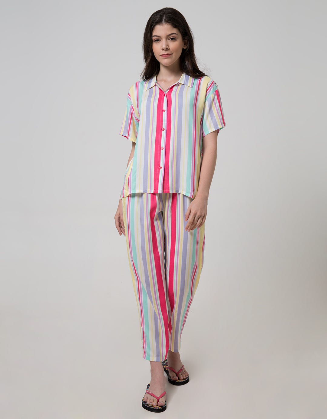 Nevada Short Sleeve Pyjama Pants Bling Stripe
