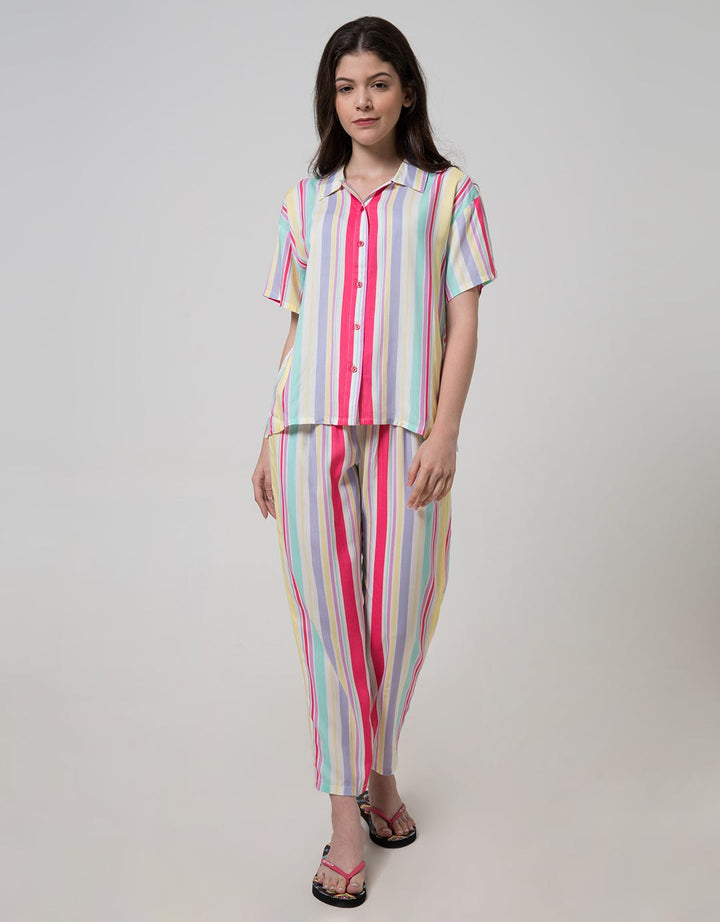 Nevada Short Sleeve Pyjama Pants Bling Stripe