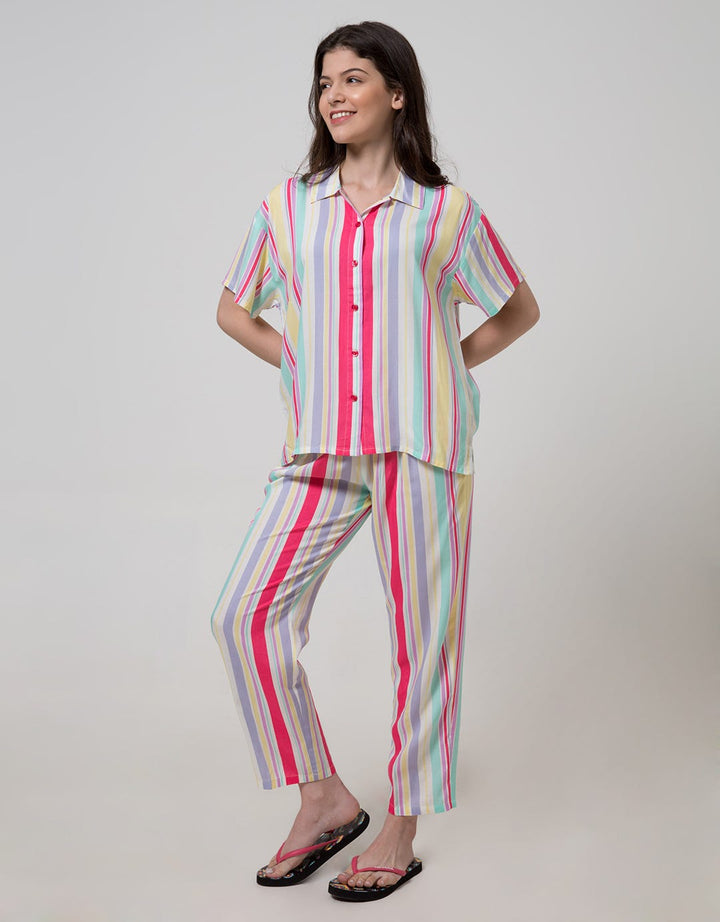 Nevada Short Sleeve Pyjama Pants Bling Stripe