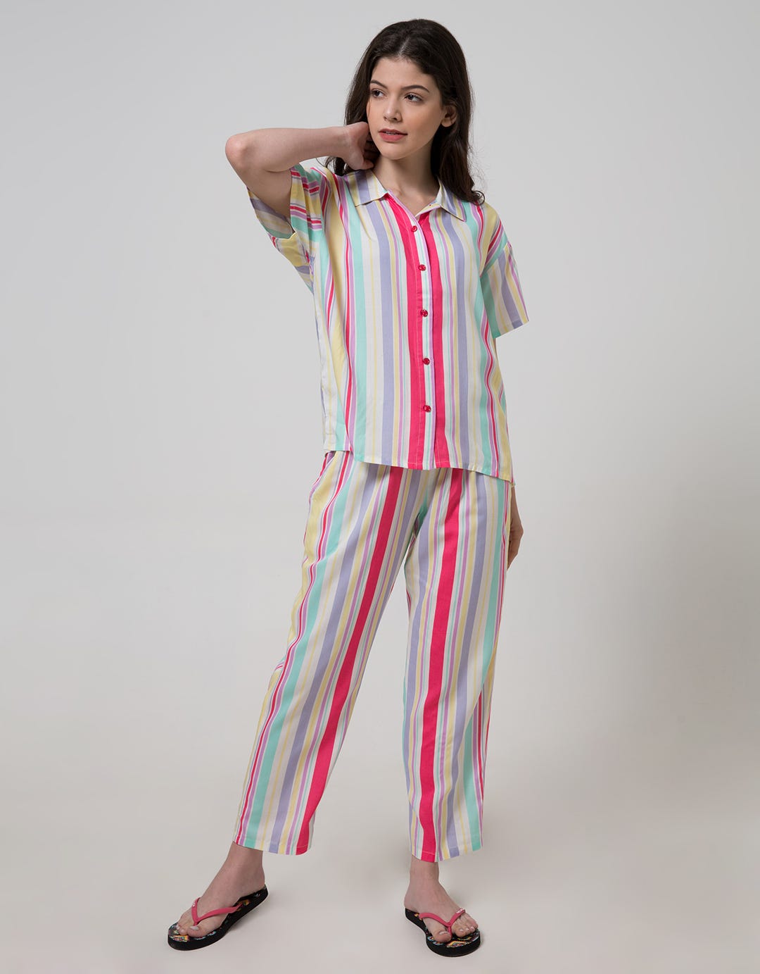Nevada Short Sleeve Pyjama Pants Bling Stripe